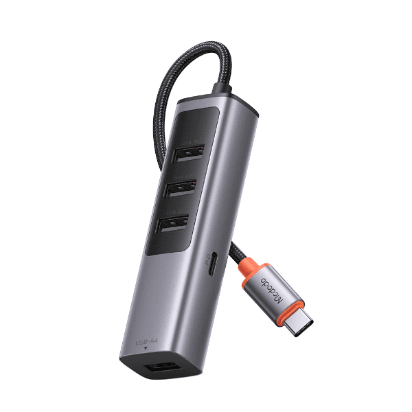 Hub Adaptador Mcdodo Hu-1120 5 Em 1 USB-C 4X USB-A 1X USB-C Cinza