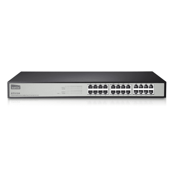 Hub Adaptador Switch Netis St3124 24 Portas 10/100Mbps Fast Ethernet Preto