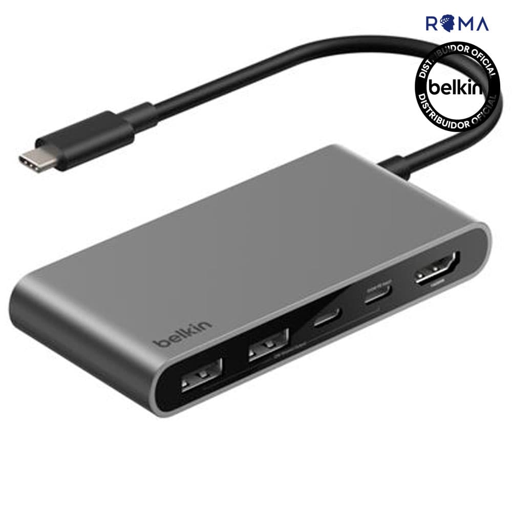 Hub USB-C Belkin AVC022FQSGY (2 USB-A/2 USB-C/HDMI) 5 Em 1 – Cinza Espacial