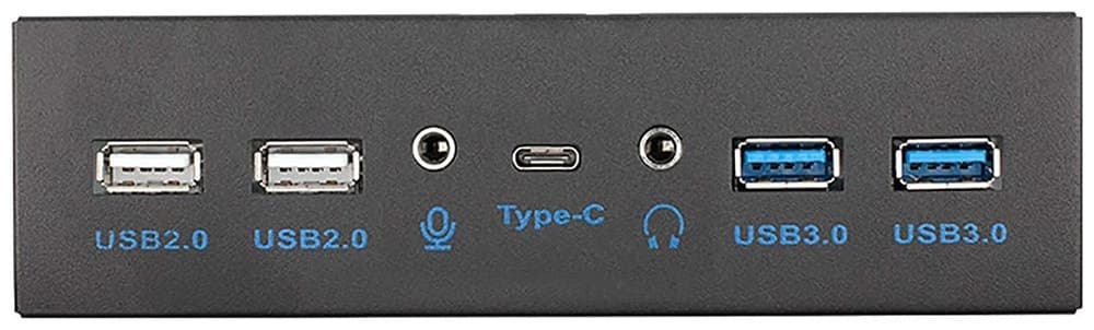Hub Rpc de Painel Frontal 5.25" USB3.1 Gen2 Type-C/USB 2.0/Jack 3.5Mm Preto