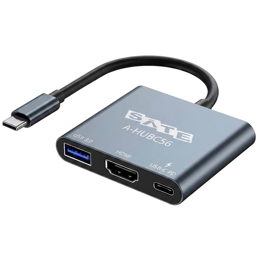 Hub USB-C Satellite 3 Em 1 A-Hubc56 Cinza