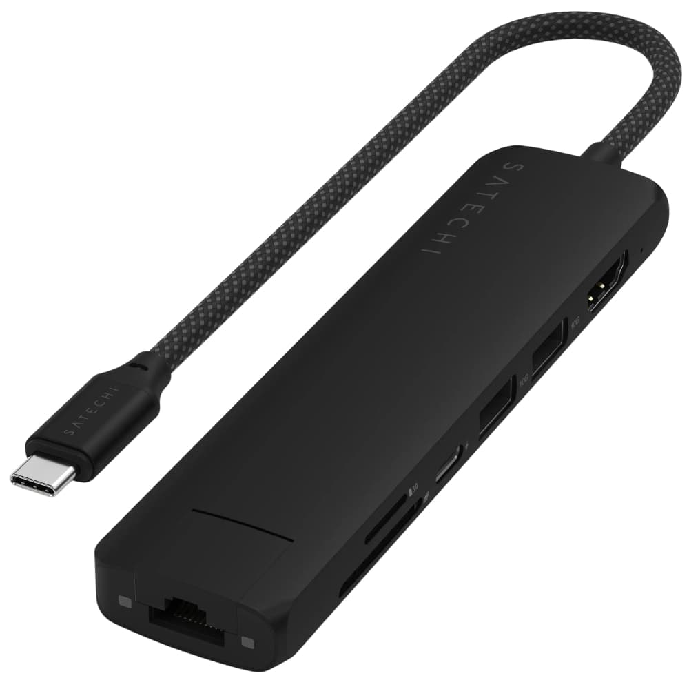 Hub Satechi Slim USB-C Multiprota 7 Em 1 Preto