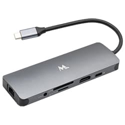 Hub USB-C 3.0 Mtek DS-91TC 9 Portas / HDMI / 3 USB 3.0 / RJ-45 / SD / USB-C / Áudio - Prata