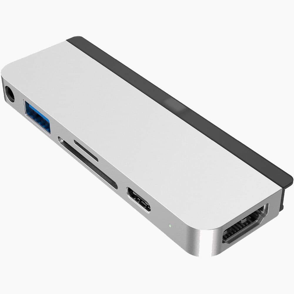 Hub USB-C Hyper HD319B 6 Em 1 com HDMI/USB-C/USB 3.0/Mini Jack 3.5 mm/Slot para Cartão Sd e Micro Sd – Prata