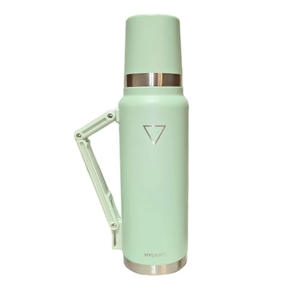 Garrafa Térmica Hydrate 724669 com Manivela 1.2L Verde Pastel
