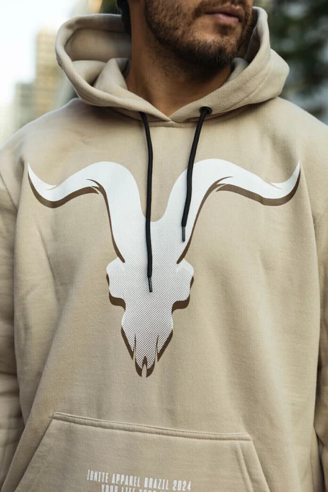 Moletom Ignite Logo Frt Masculino Tamanho G Bege