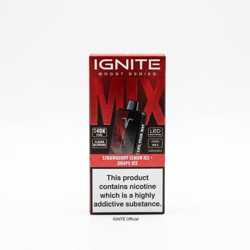 Vaper Desechable Ignite Mix Boost Series 40K Strawberry Lemon Ice/grape Ice