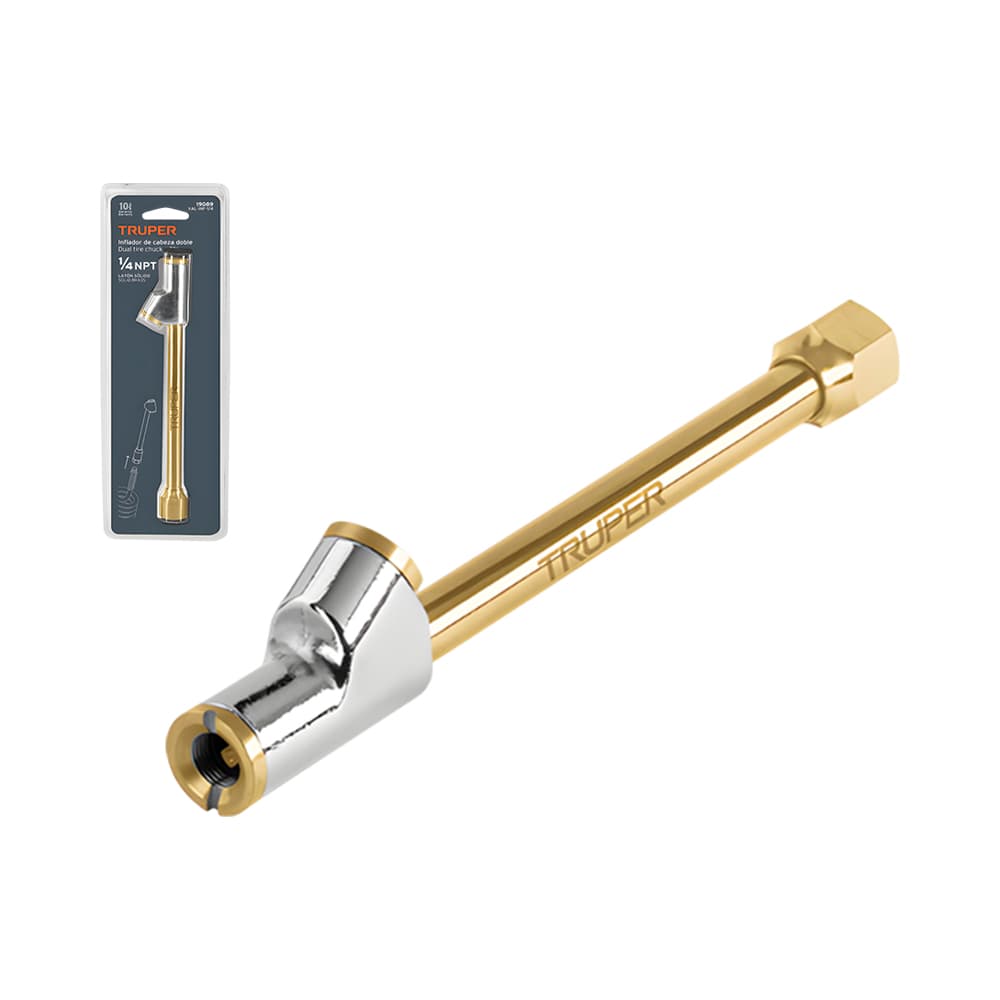 Inflador de Cabeça Dupla Truper Corda 1/4" Npt 600PSI 15.2Cm
