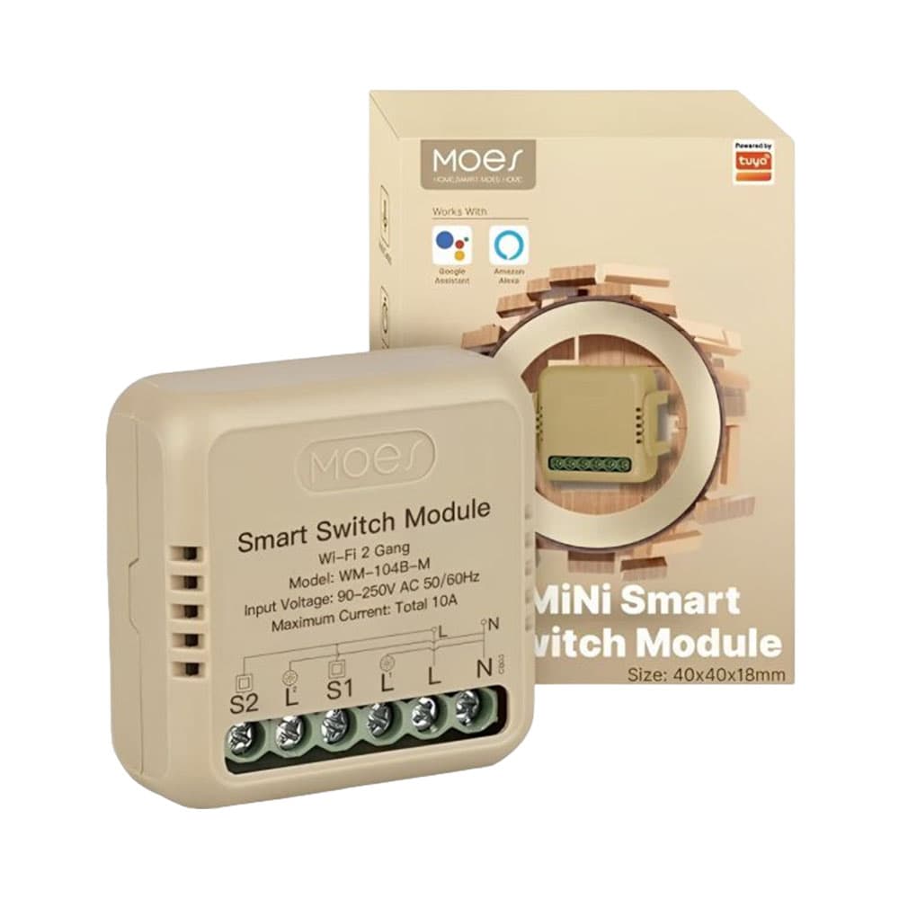 Interruptor de Luz Inteligente Moes Wm-104B-M Wi-Fi 2 Gang