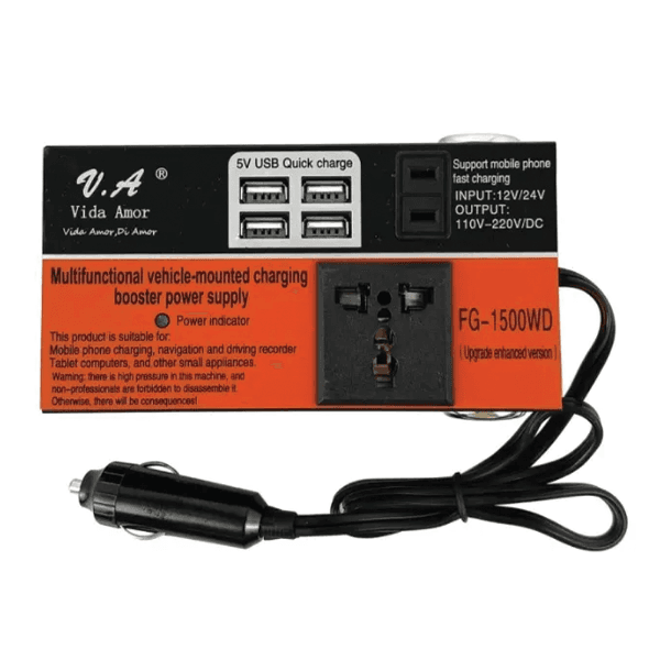 Inversor de Voltagem para Carro Fg-1500WD 12V-24V 110V-220V Preto