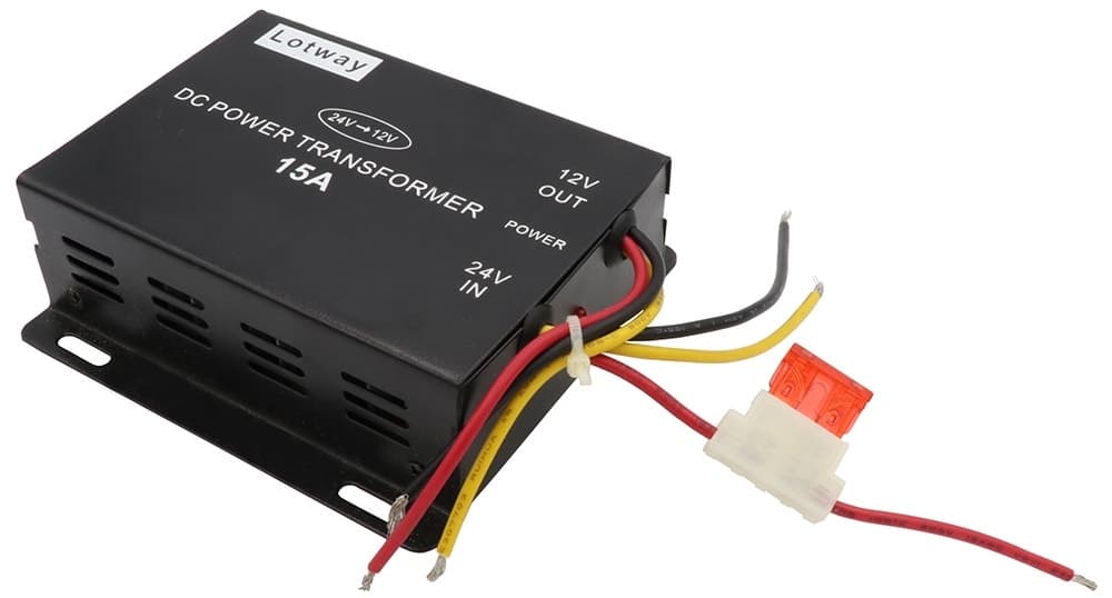 Redutor de Voltagem para Carro Lotway 24V para 12V 15A Preto