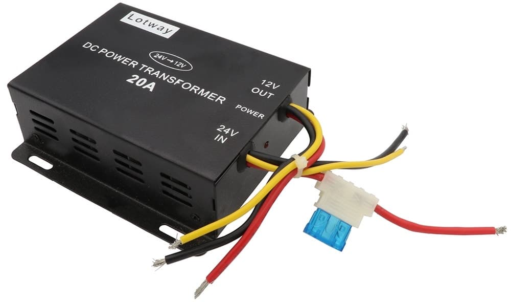 Conversor de Voltagem Lotway 24V para 12V 20A Preto