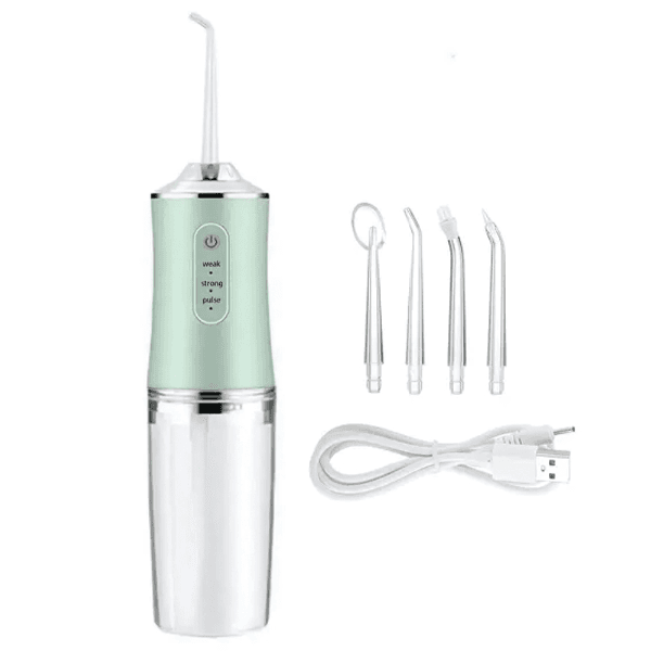 Irrigador Bucal Verde A8 Tz-60 Níveis de Pressão Pulsar Recarregável 230ml 3.5W