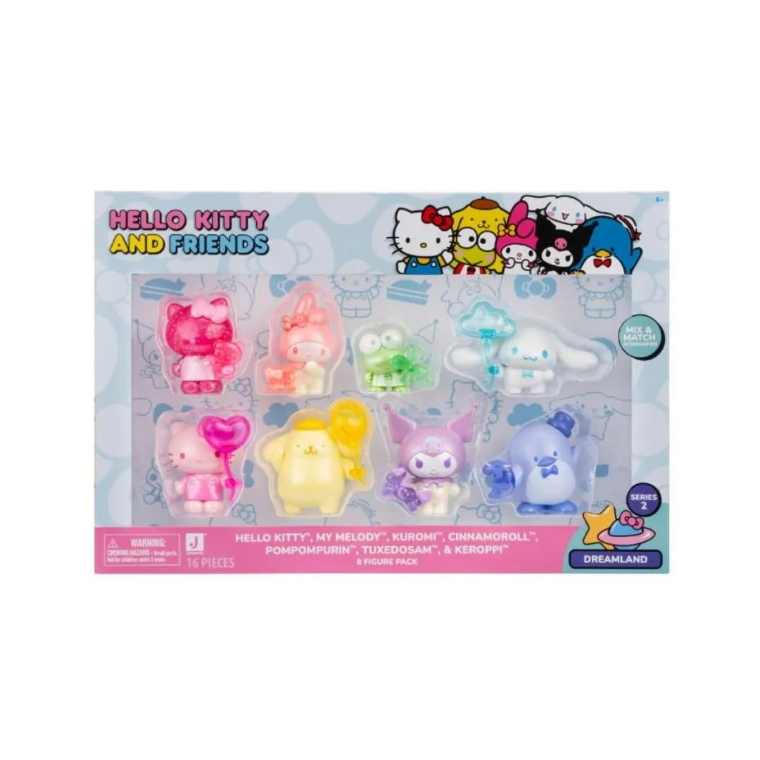 Conjunto Jazwares Hello Kitty com 8 Figuras Translúcidas