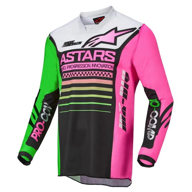 Jersey Alpinestars Racer Compass Black Green Neon Pink Fluo