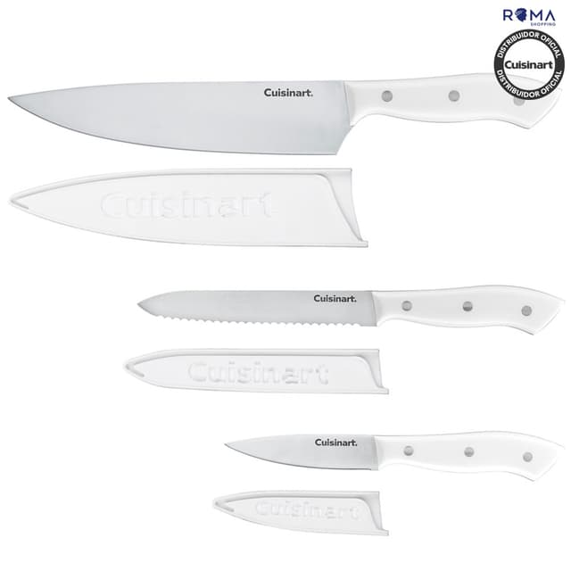 Jogo de Facas Cuisinart C77MWTR-3PC Rebites Triplos Branco – 6 Peças