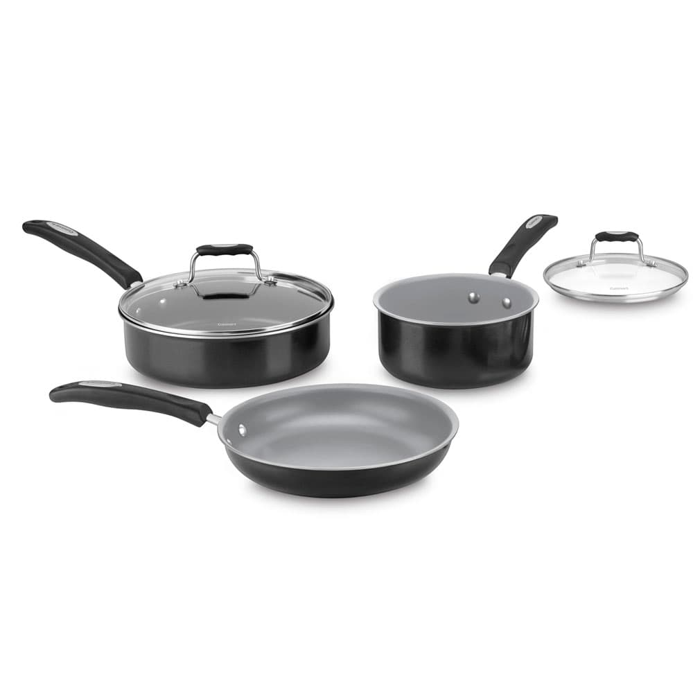 Jogo de Panelas Cuisinart 57I-5BKGBC Indução Alumínio Purns Cookware Preto – 5 Peças