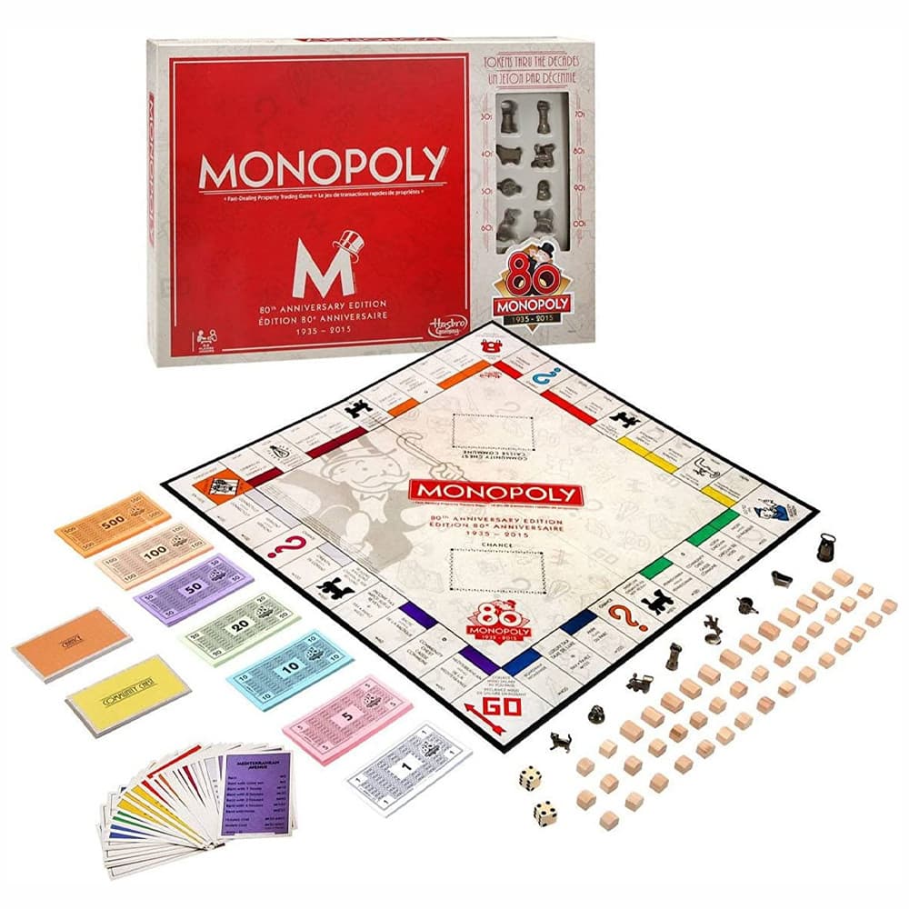 Jogo de Tabuleiro Hasbro Monopoly Edição Aniversário 80 Anos
