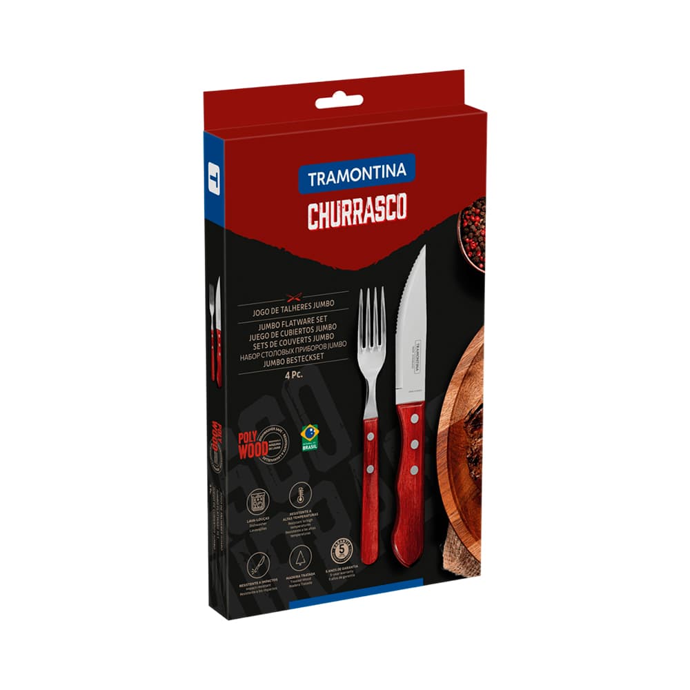 Jogo de Talheres para Churrasco Tramontina Jumbo Pollywood 4 Peças
