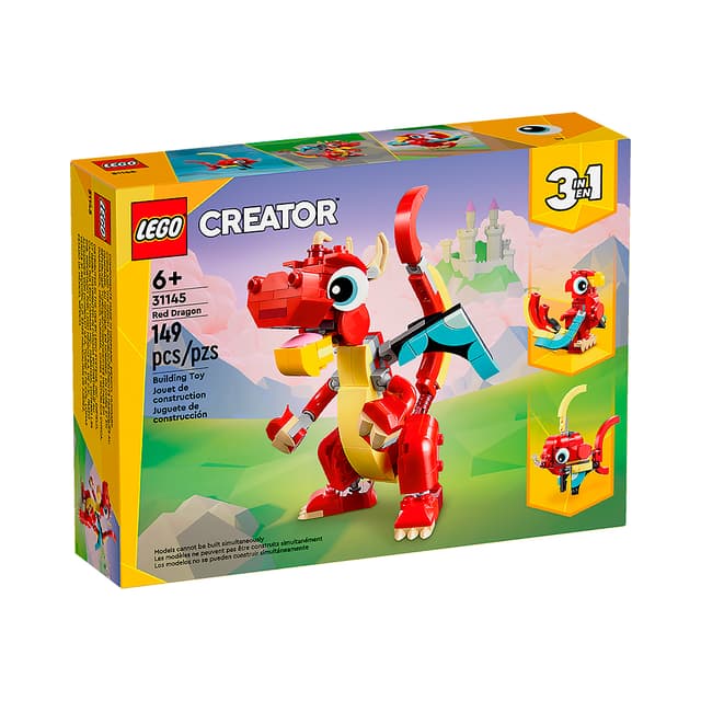 Brinquedo de Construção Lego Creator Dragão Vermelho 3 Em 1 31145 149 Peças