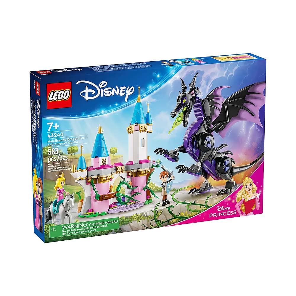 Bloco de Montar Lego Castelo do Dragão da Malévola e Castelo da Aurora Disney 43240 583 Peças