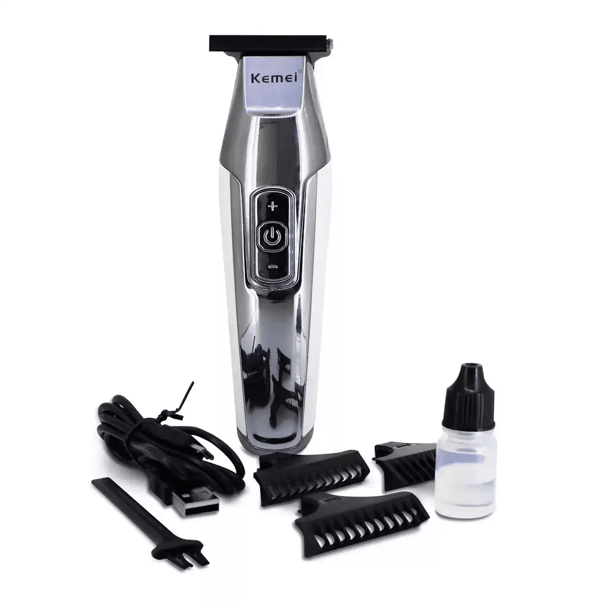 Cortador de Pelo Kemei Km-5027 5V 50/60Hz Prateado/Branco