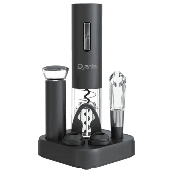 Kit Abridor de Vinho Elétrico Quanta 6 Em 1 NobleVintner Qtkav610 Recarregável Preto