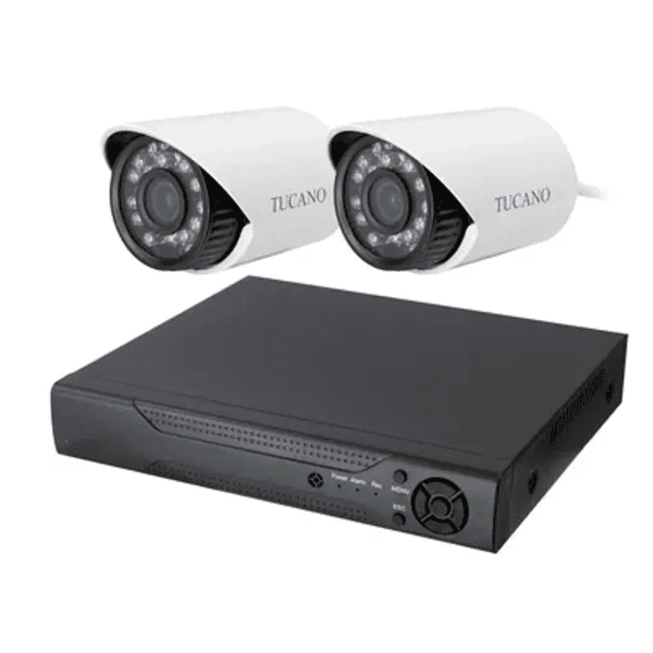 Kit Camera de Segurança Tucano K02 / DVR / 2 Cameras / 4 Canais / Com Mouse - Branco