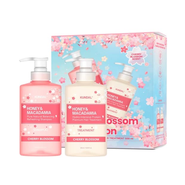 Kit Capilar Kundal Honey & Macadamia Cherry Blossom Edition Shampoo + Condicionador 500ml