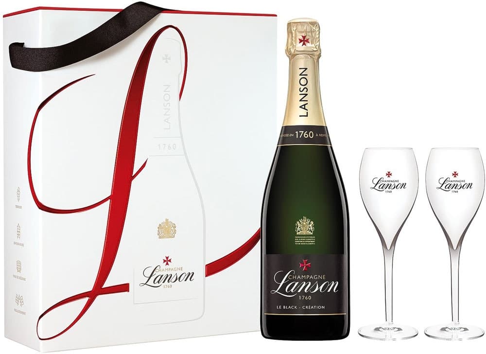 Kit Champagne Lanson Le Black Création Brut + 2 Taças