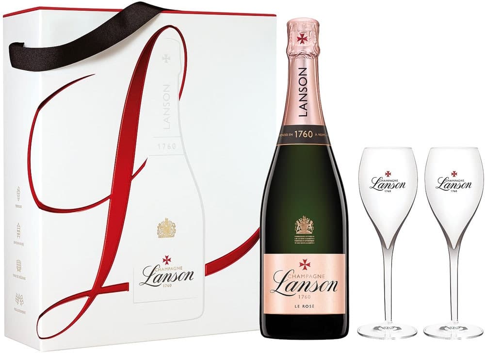 Kit Champagne Lanson Le Rosé Brut + 2 Taças