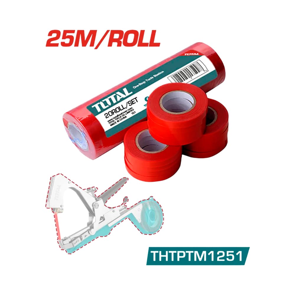 Kit de Cinta Elástica de Amarre para Jardinería Total THTPTM1251T 25 M X 11 Mm 20 Piezas