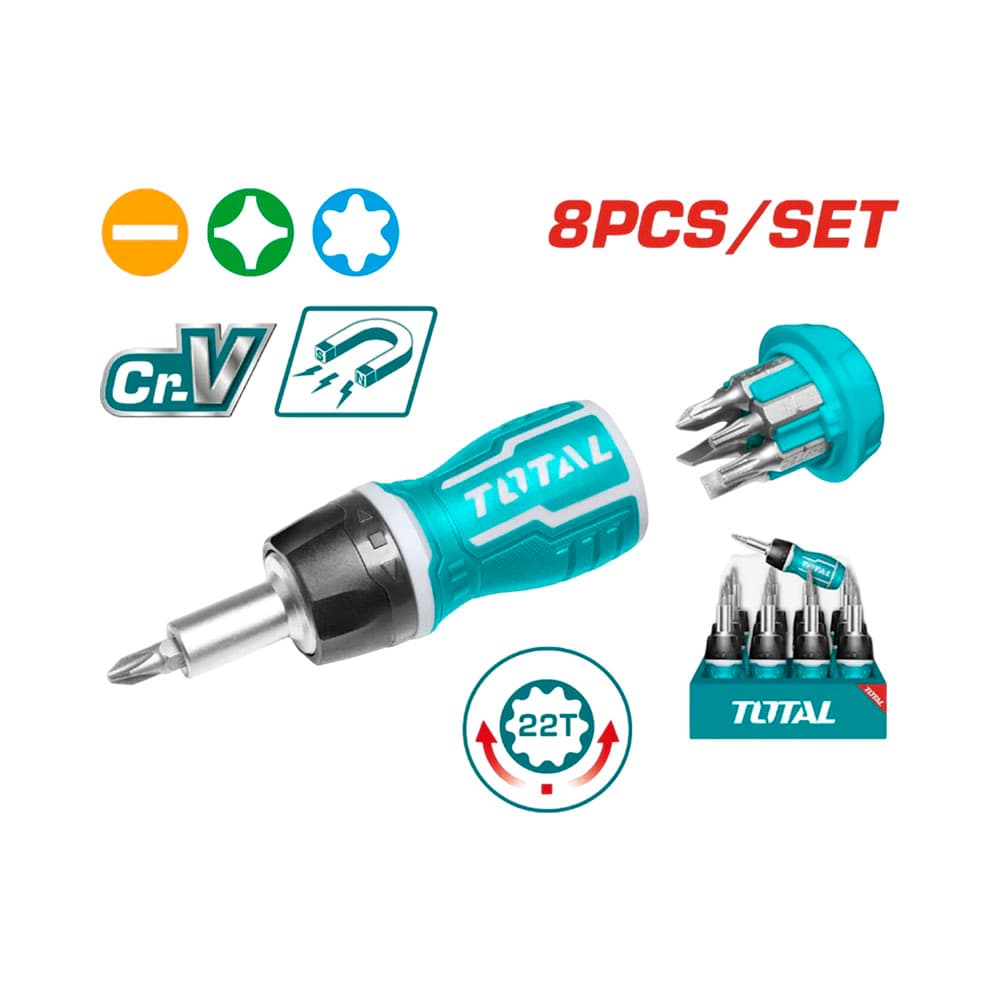 Kit de Chaves de Fenda e Pontas Total Tacsds1726 8 Peças