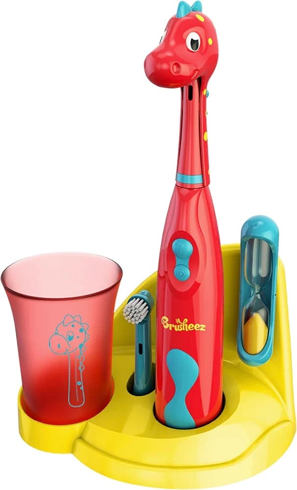 Kit de Escova de Dentes Elétrica Infantil Brusheez Pepper The Dino