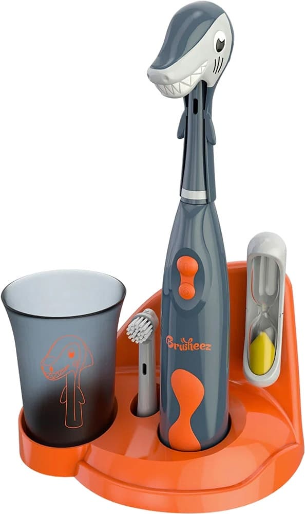 Kit de Escova de Dentes Elétrica Infantil Brusheez Shadow The Shark