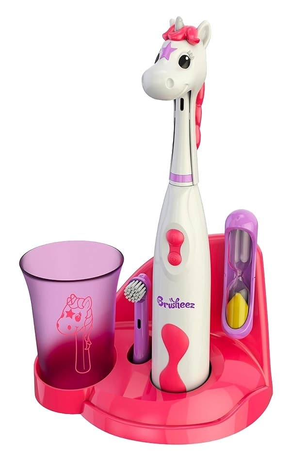 Kit de Escova de Dentes Elétrica Infantil Brusheez Sparkle The Unicorn