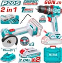 Anúncio: Kit de Ferramentas sem fio - Total TCKLI20255 20V (x2 Baterias) 220V-50/60Hz