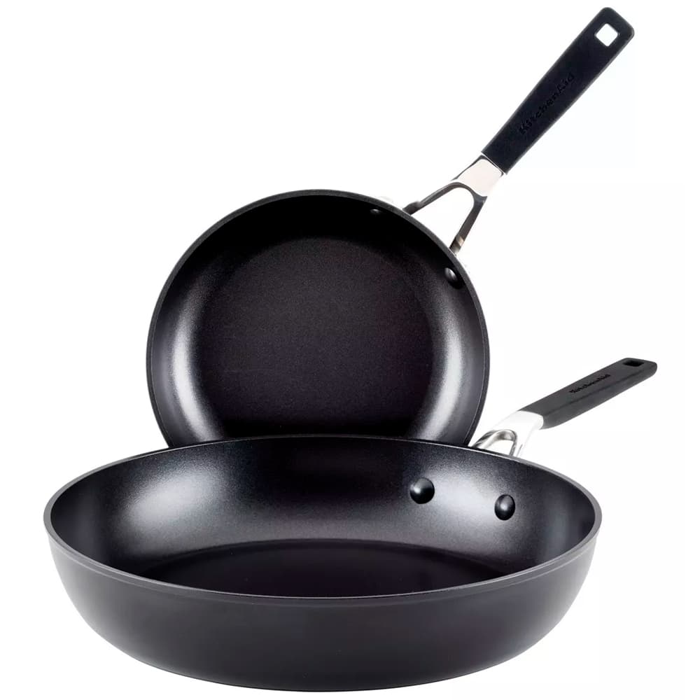 Kit de Frigideiras KitchenAid Antiaderente 21CM e 31CM Anodizadas Duras Preto Onix