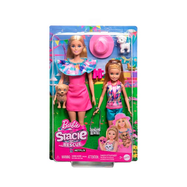 Kit de Jogo Mattel Barbie Stacie To The Rescue Sister Doll Set com 2 Cachorros de Estimação Hrm09