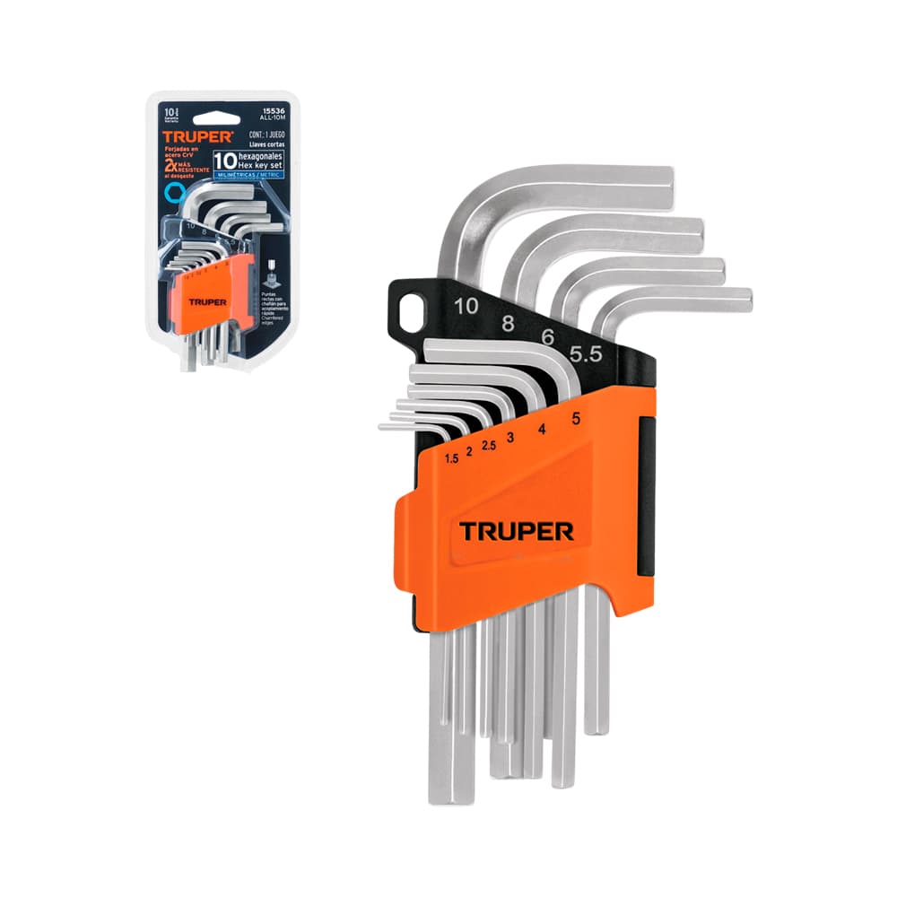 Kit de Chave Allen Hexagonal Truper 1.5Mm-10MM 10 Peças