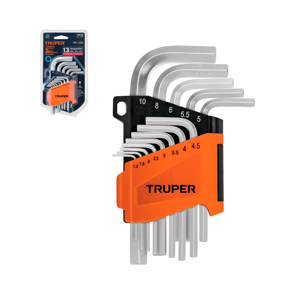 Kit de Chave Allen Hexagonal Truper 15542 1.3Mm-10MM 13 Peças