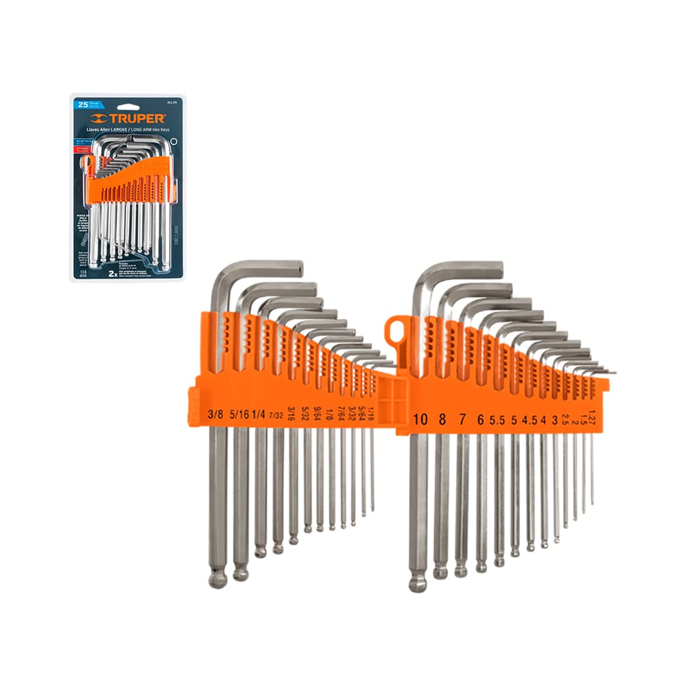Kit de Chaves Allen Hexagonais Truper 15572 Pontas Mistas 25 Peças