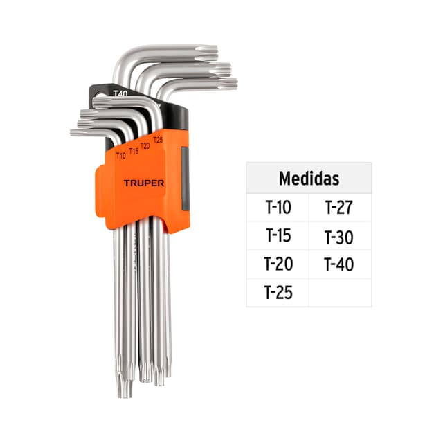 Kit de Chaves Allen Tipo Torx Longas Truper 15553 T10-T40 7 Peças