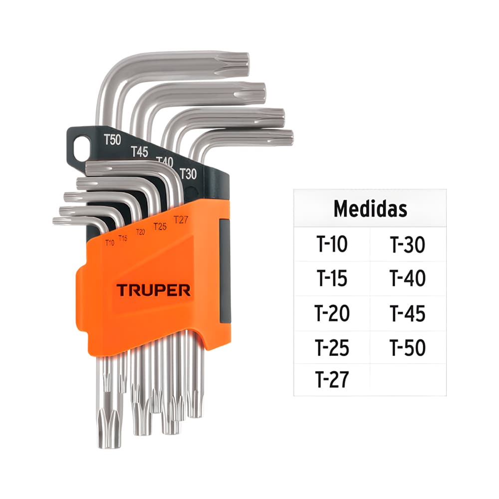 Kit de Chaves Allen Torx Truper 15554 T10-T50 9 Peças