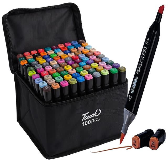 Kit de Marcadores Touch Dupla Ponta 100 Cores (100 Peças)