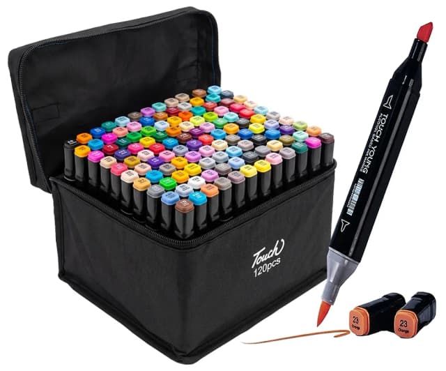 Kit de Marcadores Touch Dupla Ponta 120 Cores (120 Peças)