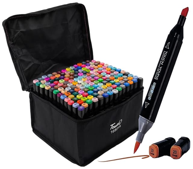 Kit de Marcadores Touch Dupla Ponta 168 Cores (168 Peças)
