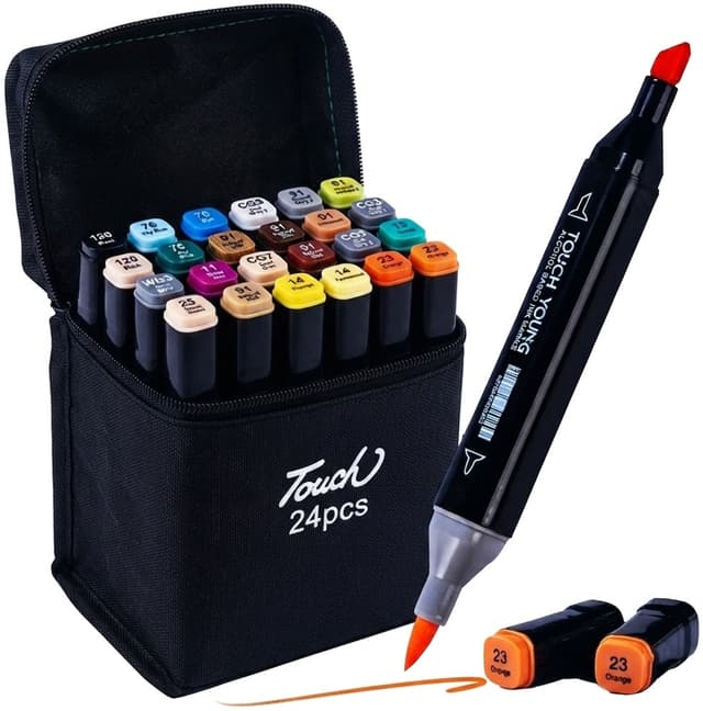 Kit de Marcadores Touch Dupla Ponta 24 Cores (24 Peças)