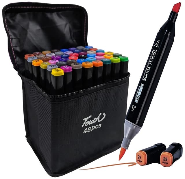 Kit de Marcadores Touch Dupla Ponta 48 Cores (48 Peças)