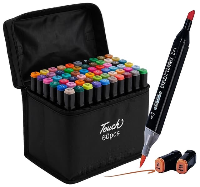 Kit de Marcadores Touch Dupla Ponta 60 Cores (60 Peças)
